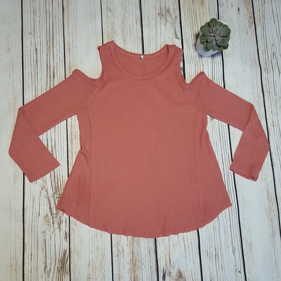 Anthropologie Tops - Anthropologie Cold Shoulder Waffle Knit Thermal